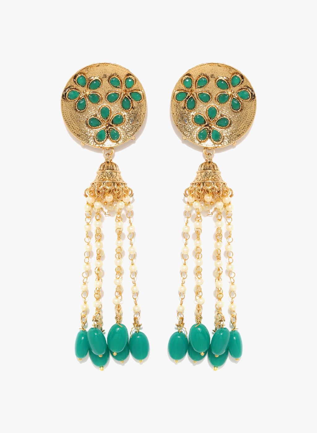 Zaveri Pearls Golden/Green 100%Zinc Danglers & Drop