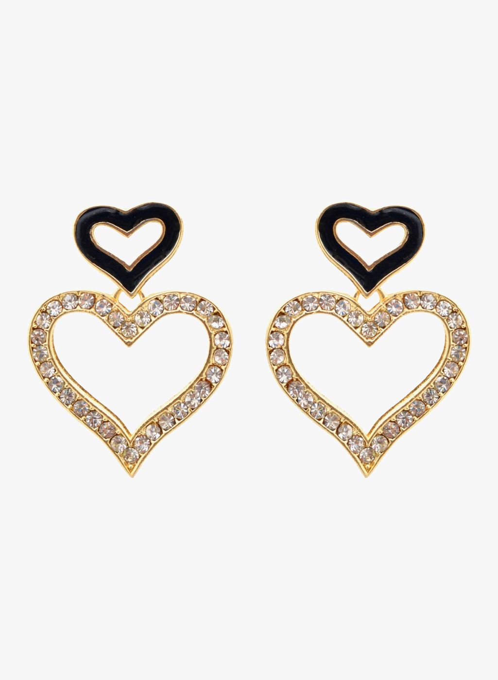 Crunchy Fashions Black/Golden Alloy Danglers & Drop