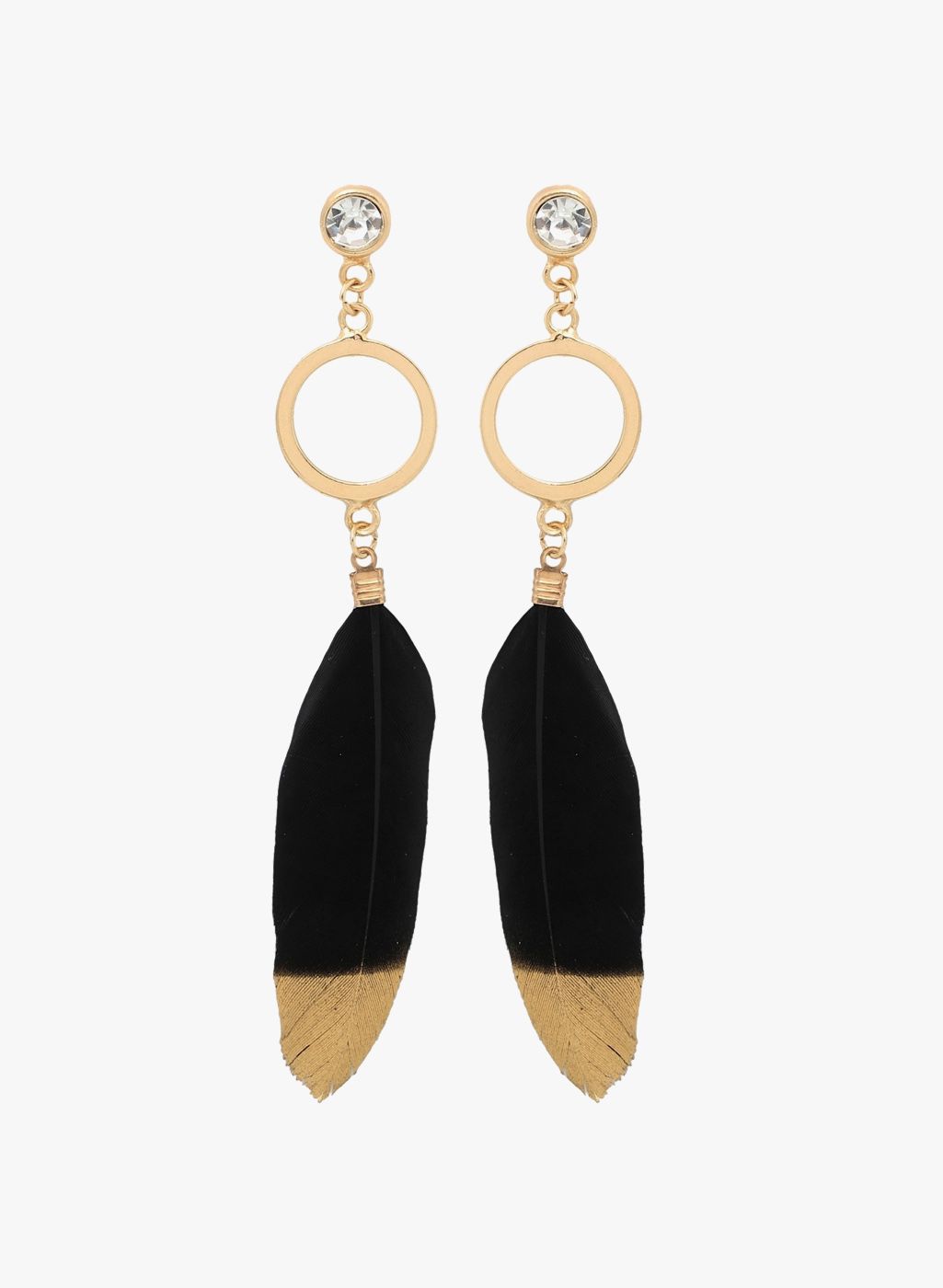Crunchy Fashions Black/Golden Alloy Danglers & Drop