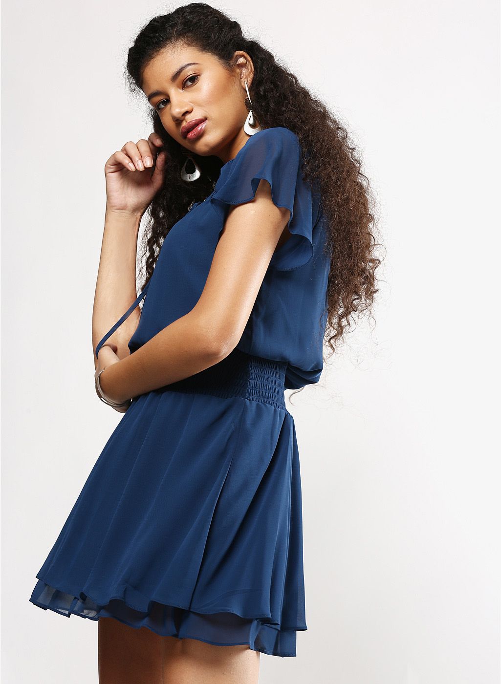 BCBGeneration Navy Blue Coloured Solid Shift Dress