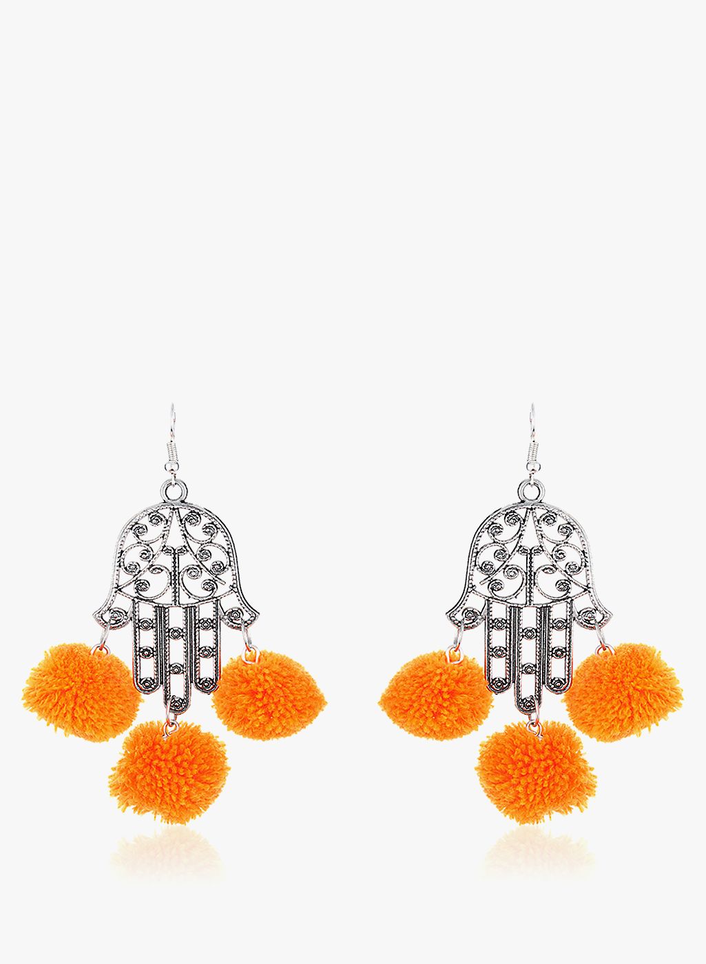 Watch Me Orange/Silver German Silver Danglers & Drop