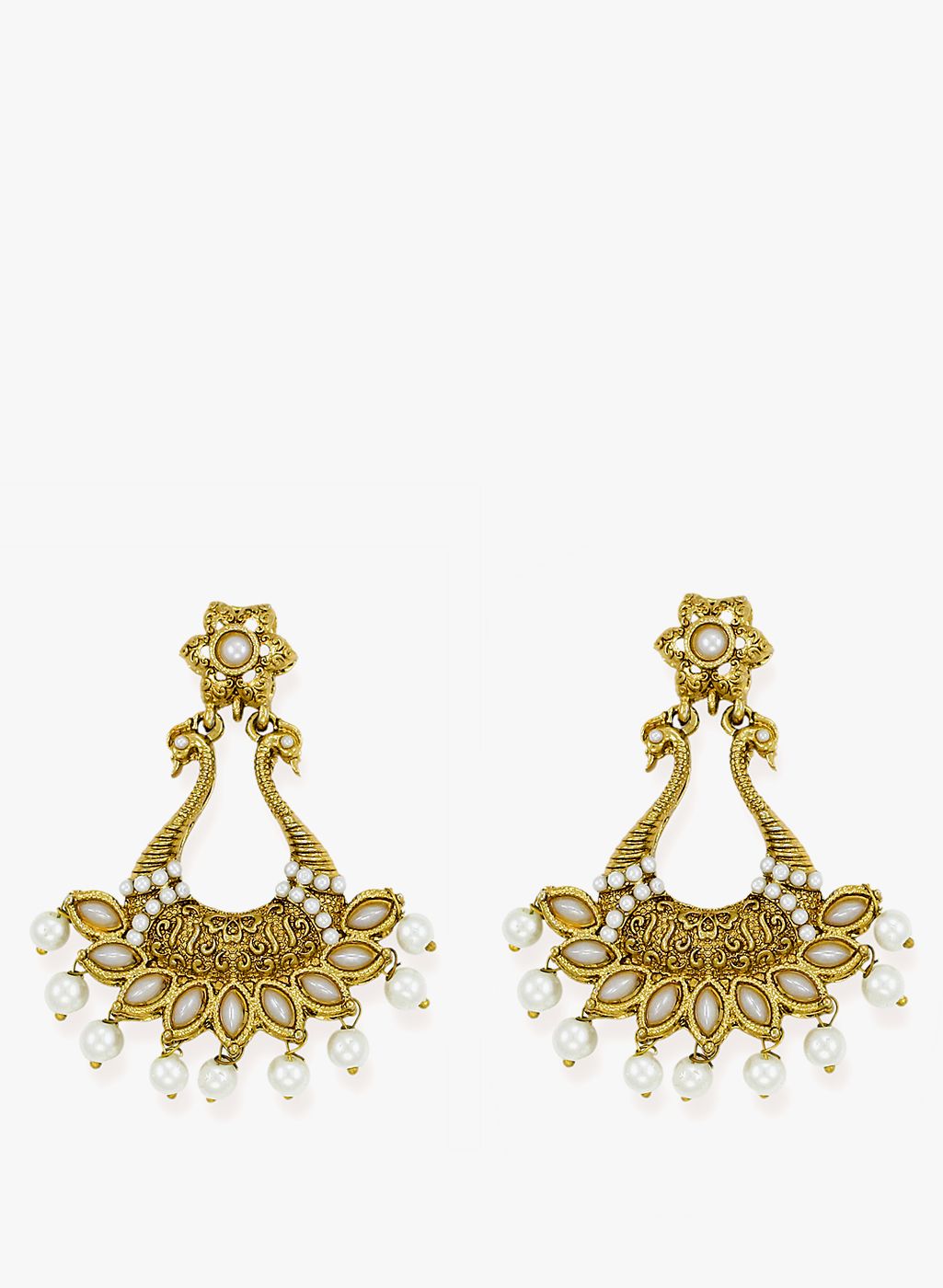 Zaveri Pearls Golden/White 100%Zinc Danglers & Drop