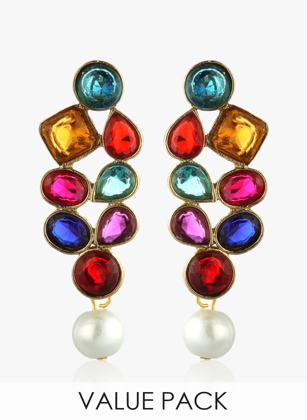 Zaveri Pearls Multicoloured Metal Danglers And Drop