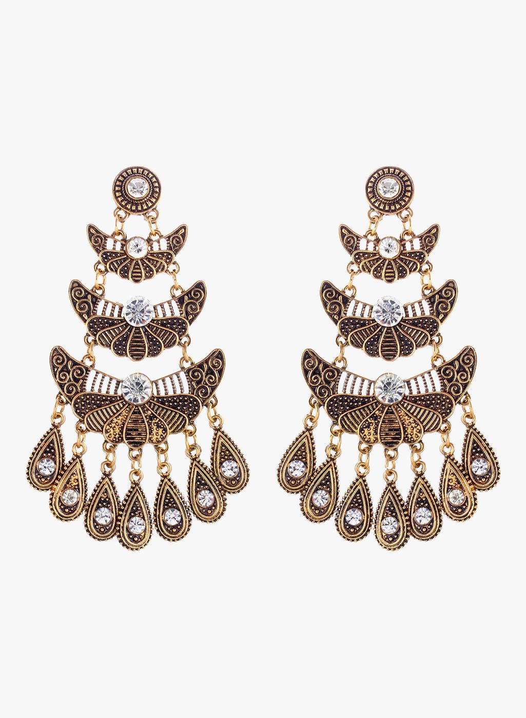 Crunchy Fashions Golden/White Alloy Danglers & Drop