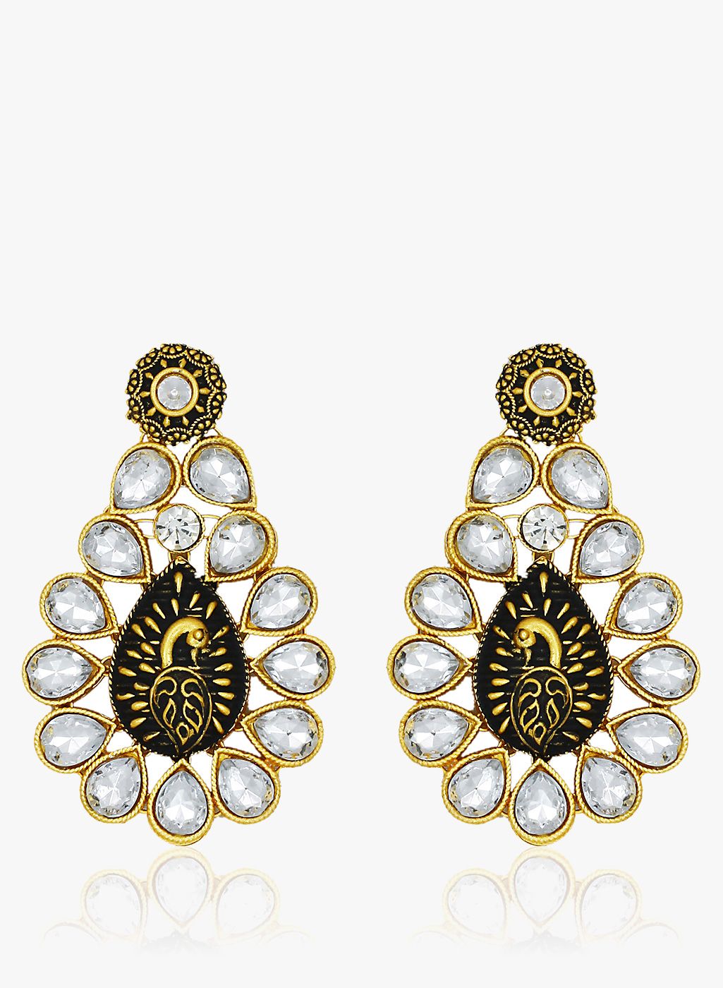 Zaveri Pearls White/Golden 100%Zinc Danglers & Drop