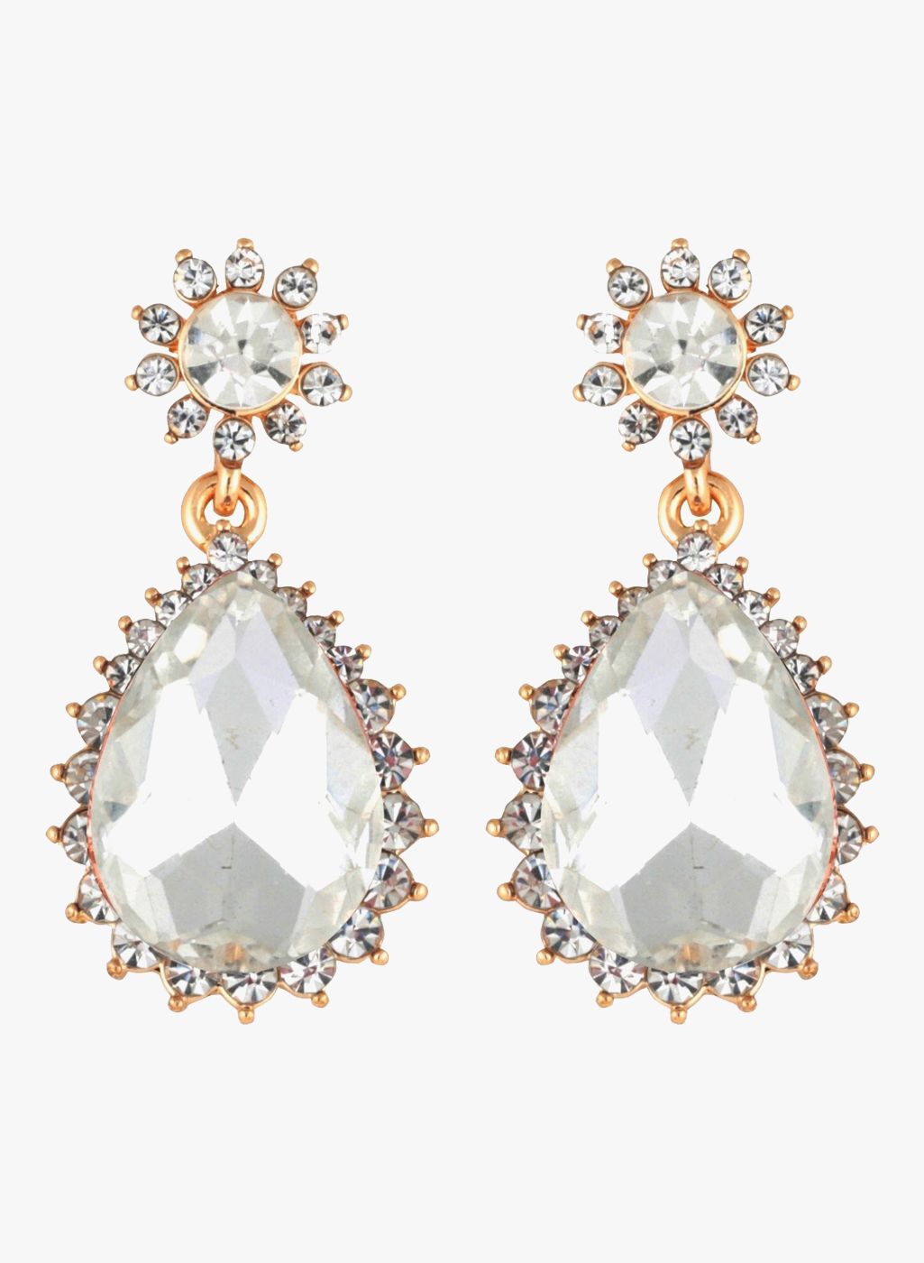 Crunchy Fashions White/Golden Alloy Danglers & Drop