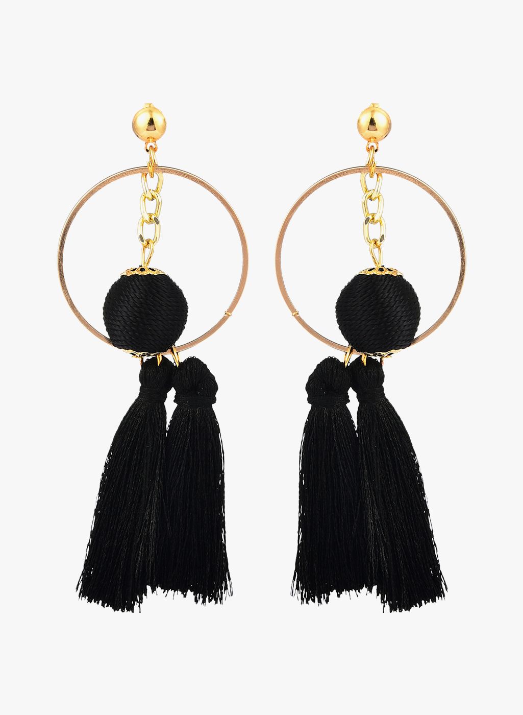 Crunchy Fashions Black/Golden Alloy Danglers & Drop