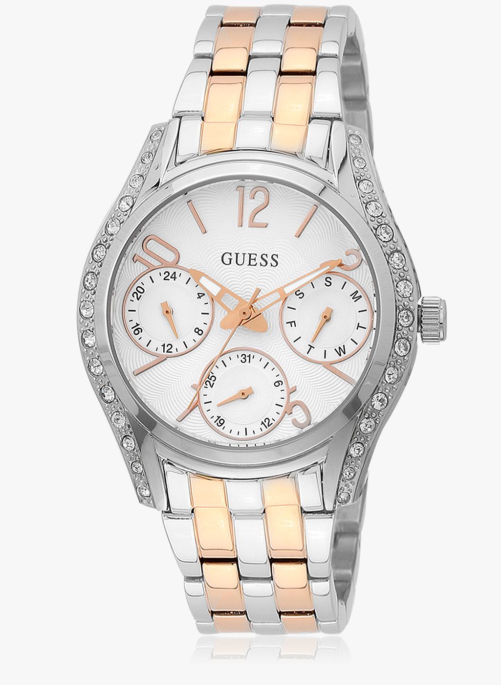 GUESS W1020l3 Silver-Rose Gold/White Analog Watch