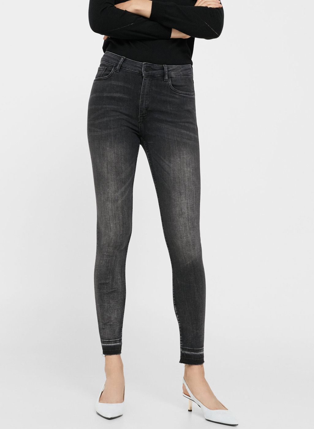 MANGO Black Skinny Fit High-Rise Clean Look Stretchable Jeans