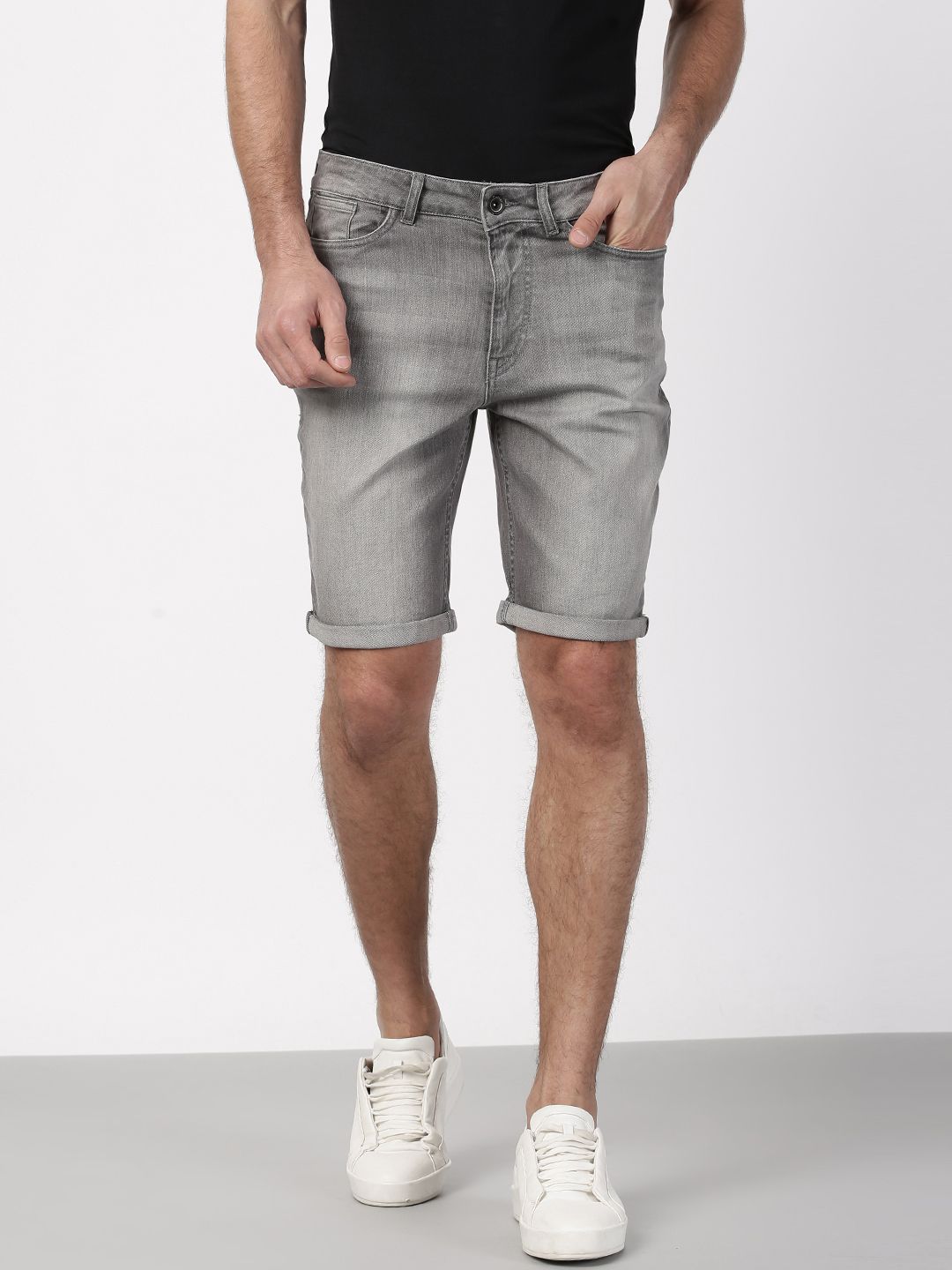 grey jean shorts mens