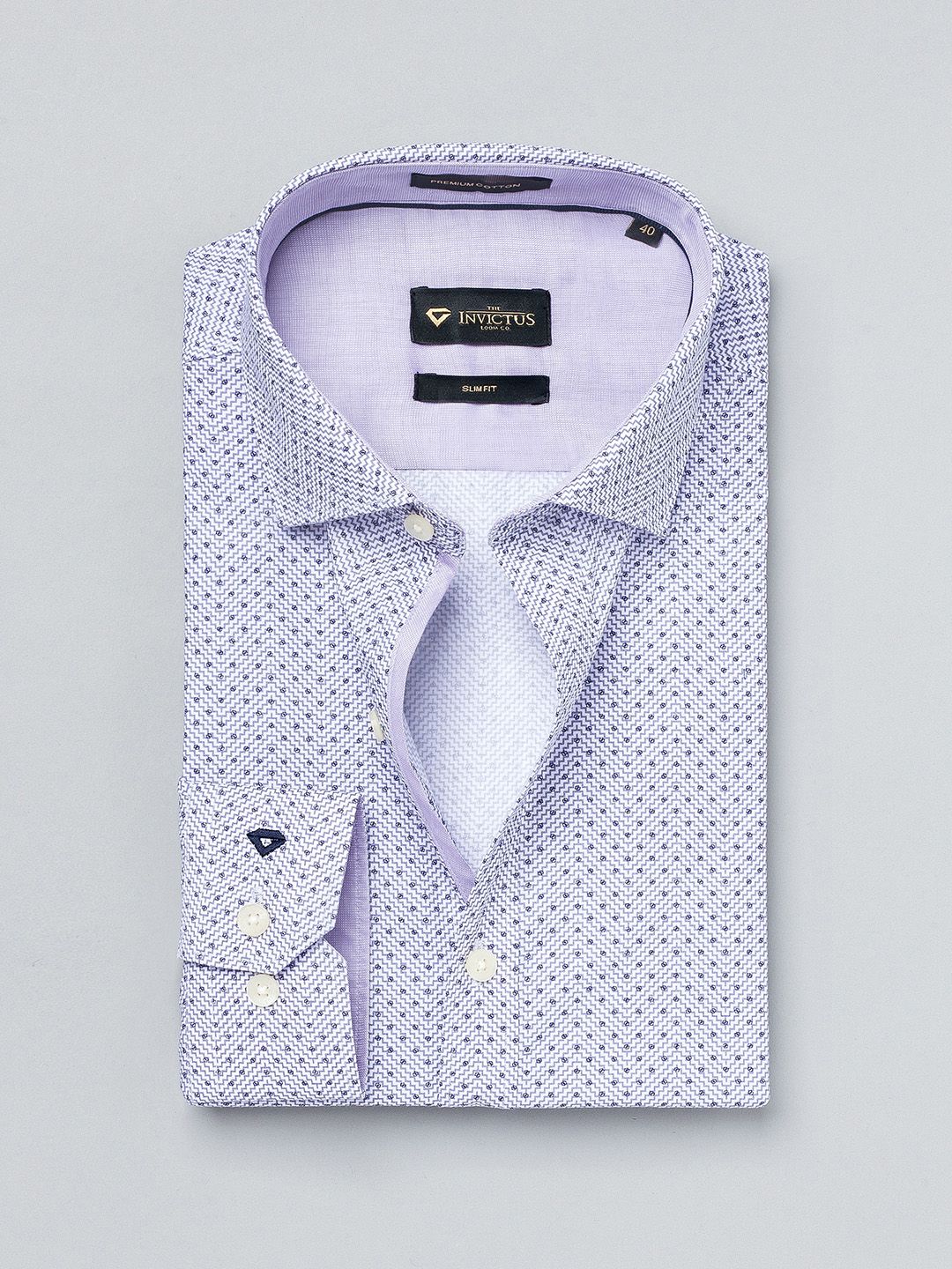 INVICTUS Lavender Printed Slim Fit Formal Shirt