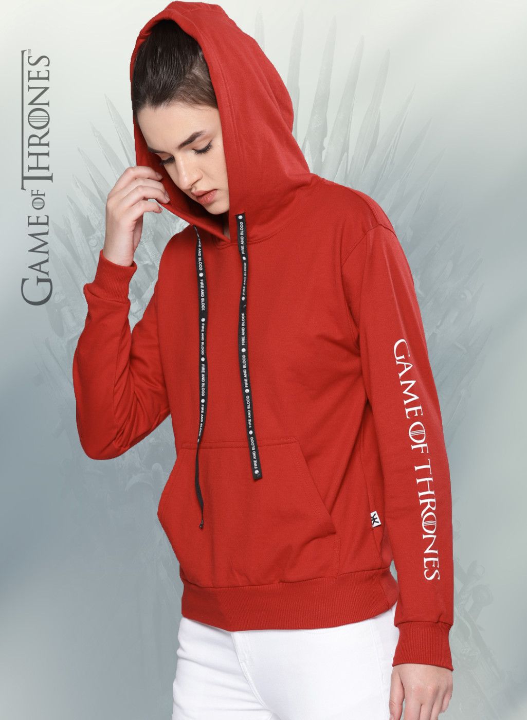 Game of Thrones by Kook N Keech Red Solid Sweatshirt