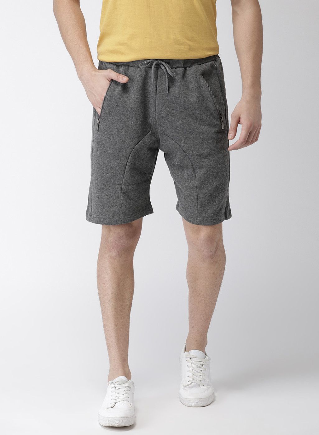 Mast & Harbour Charcoal Solid Regular Fit Shorts