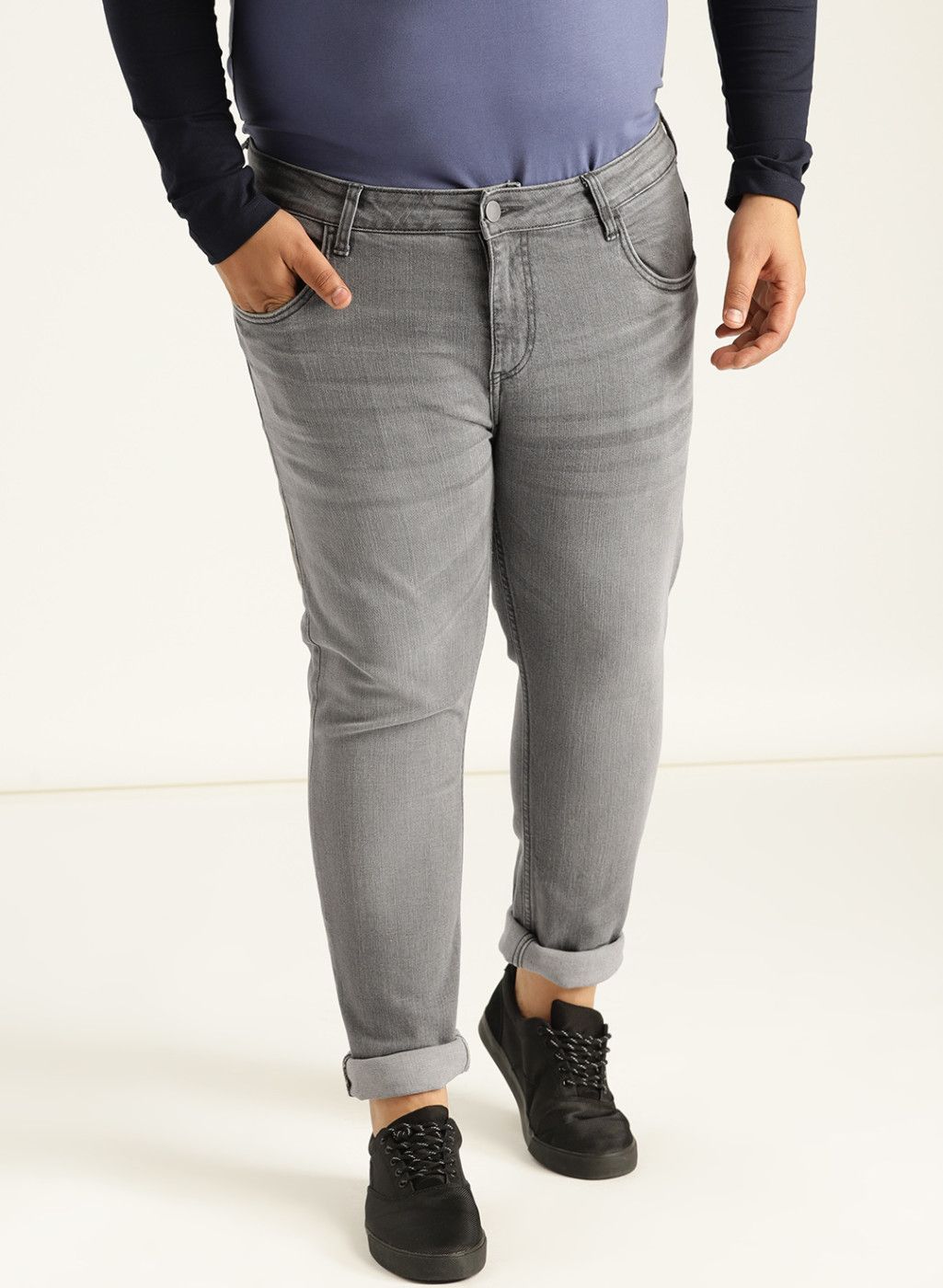 Sztori Grey Skinny Fit Mid-Rise Clean Look Jeans