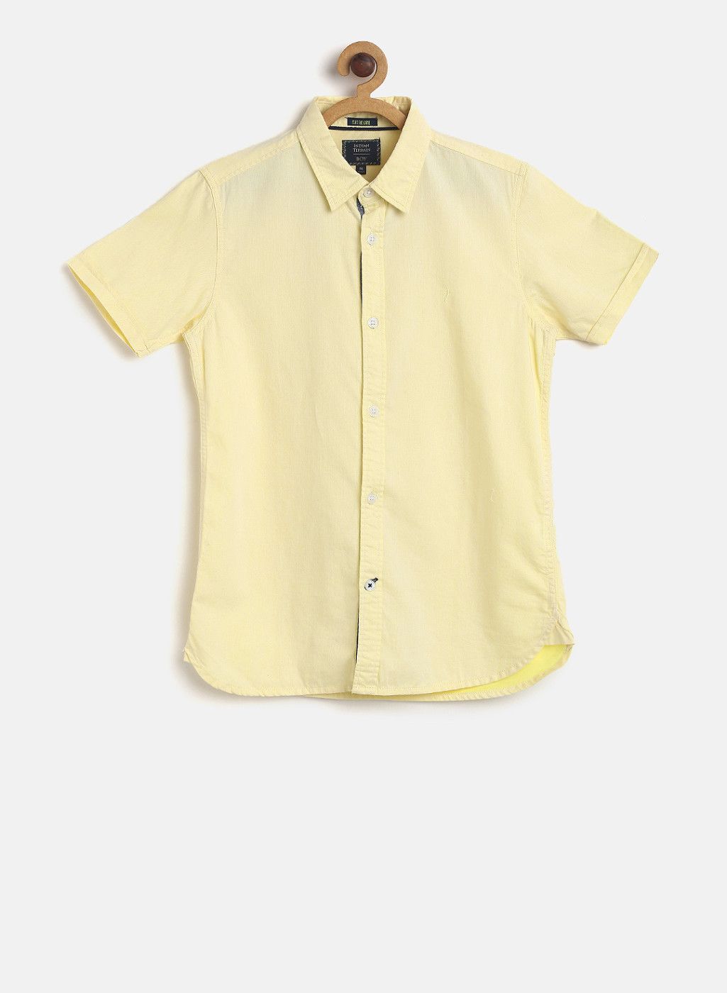 Indian Terrain Yellow Solid Casual Shirt