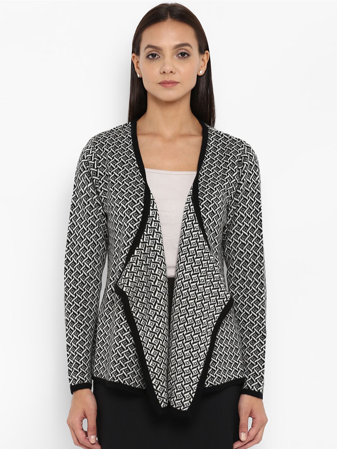 Park Avenue Women Black & White Printed Shrug Price in India