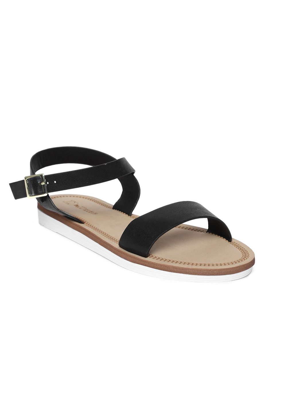 Dune London Black Open Toe Flats