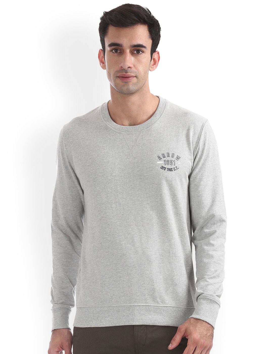 Arrow Sport Arrow Sport Men Grey Solid Sweatshirt