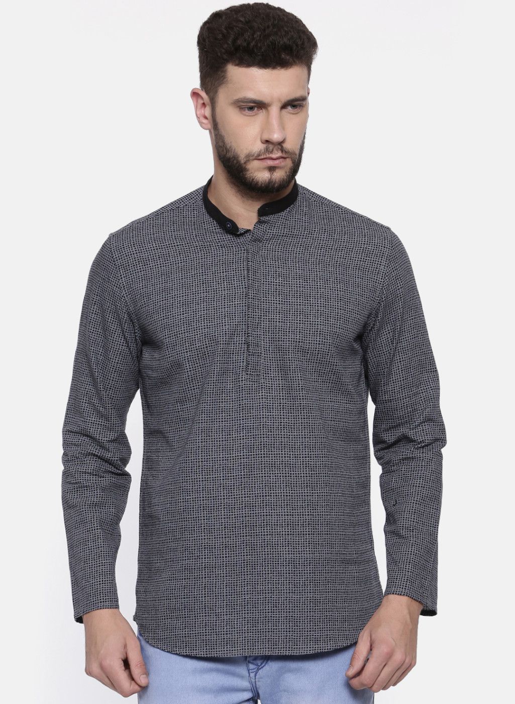 Buy British Club British Club Men Grey Navy Printed Straight