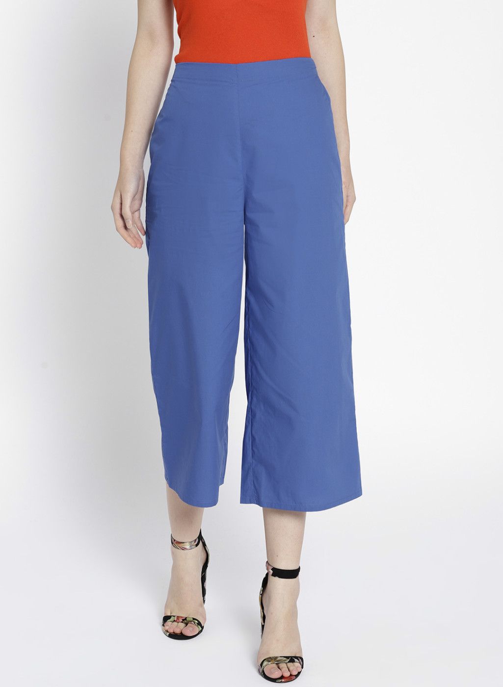 MANGO MANGO Women Blue Regular Fit Solid Culottes