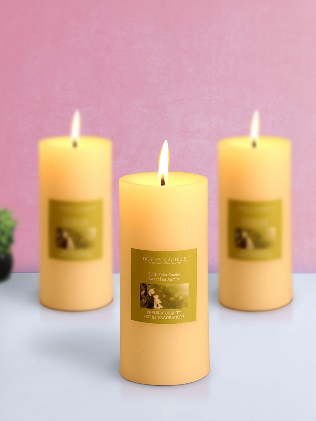 HOSLEY Set of 3 Yellow Candles Price in India