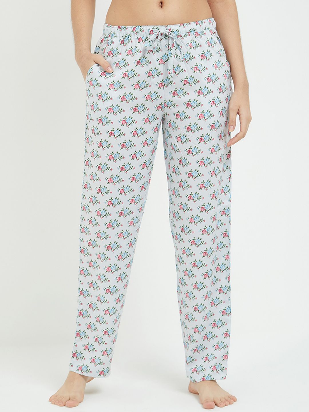 Fruit of the Loom Women Blue Printed Lounge Pants FWPP01-A1P4 Price in India