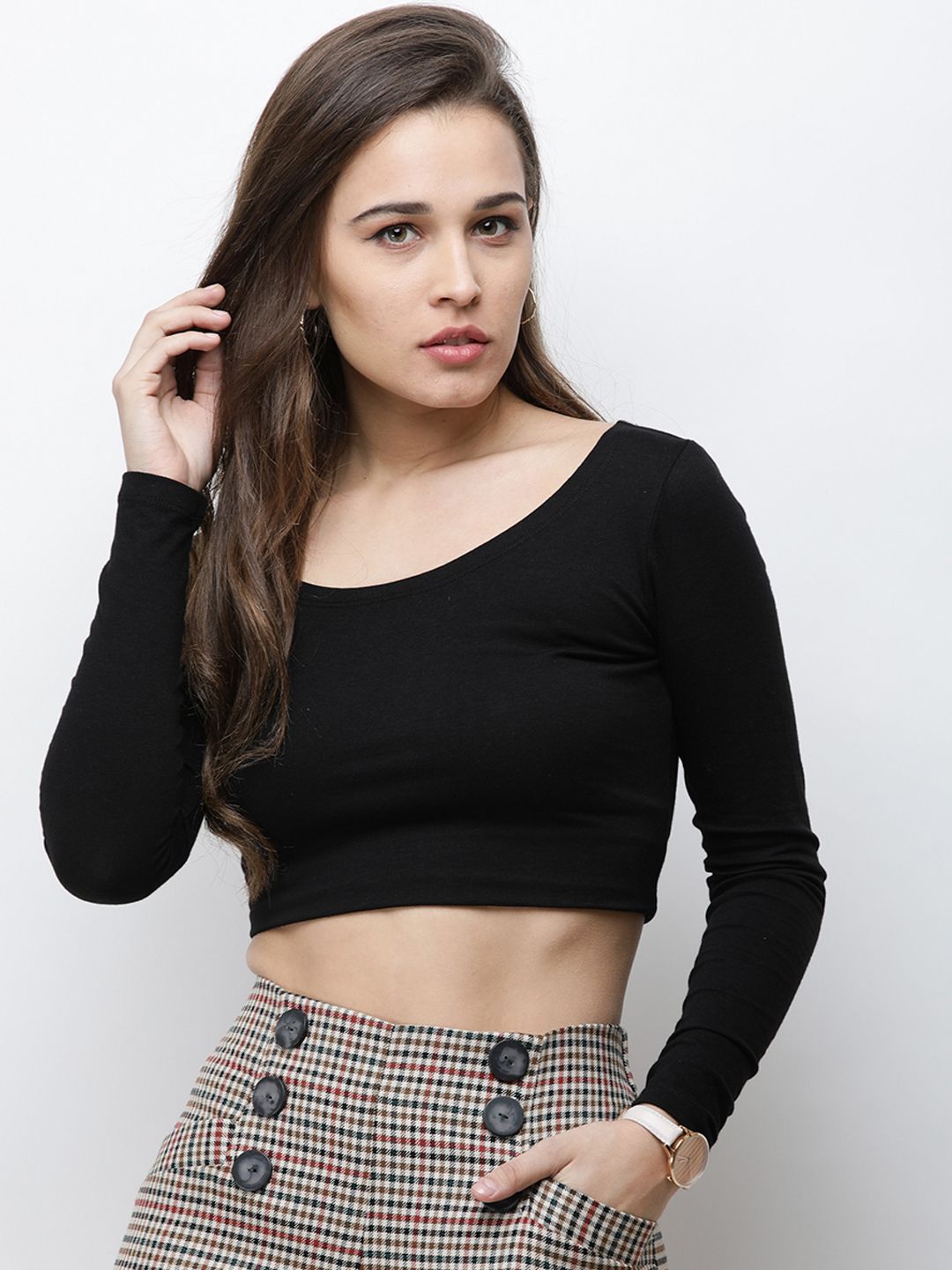 Cation Women Black Solid Top