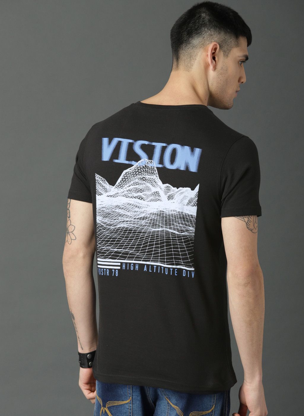 Roadster Roadster Men Black Printed Round Neck T-shirt