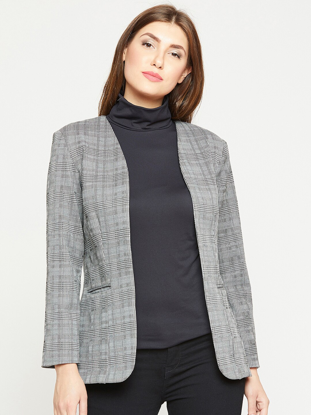 Marie Claire Women Grey Checked Blazer Price in India