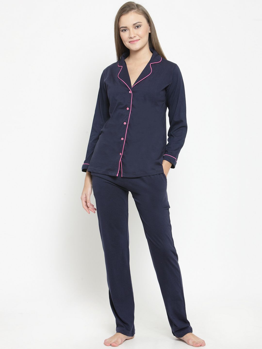 Claura Women Navy Blue Night suit Price in India