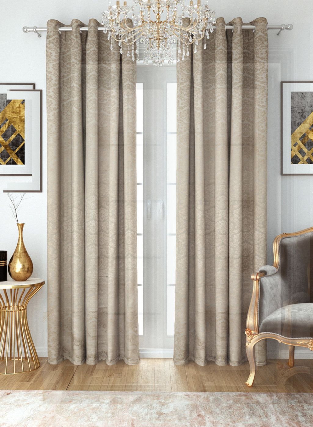 Aura Aura Brown Room Darkening Long Door Curtains