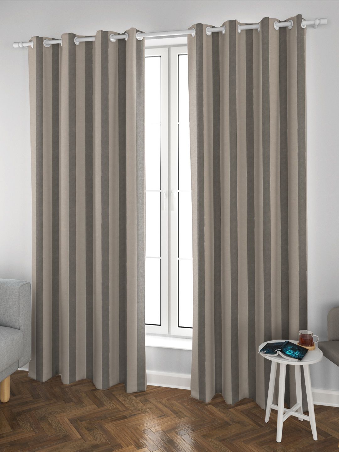 Ddecor 7 Feet Door Camilla Charcoal Ribbed Eyelet Curtain Price in India