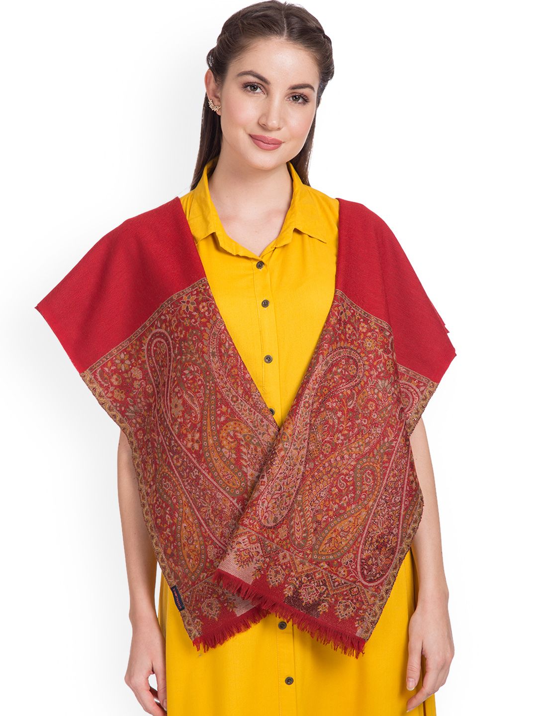 SHINGORA Women Red Woven Design Shawl Price in India