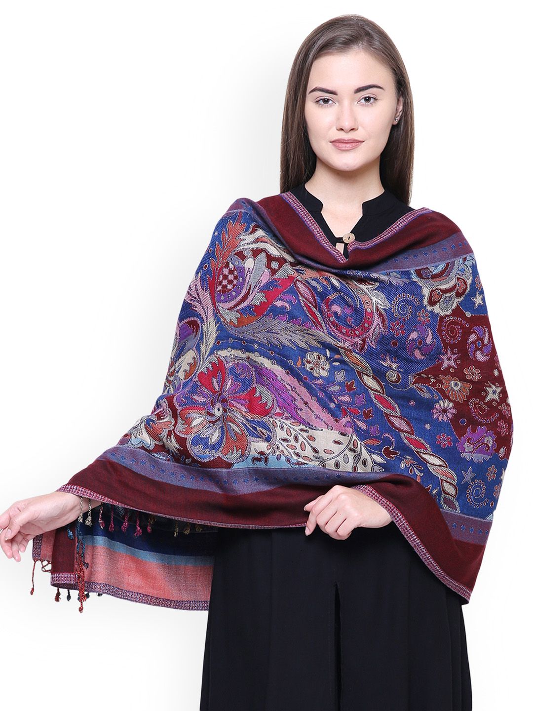 Anekaant Women Multicoloured Woven Design Shawl Price in India