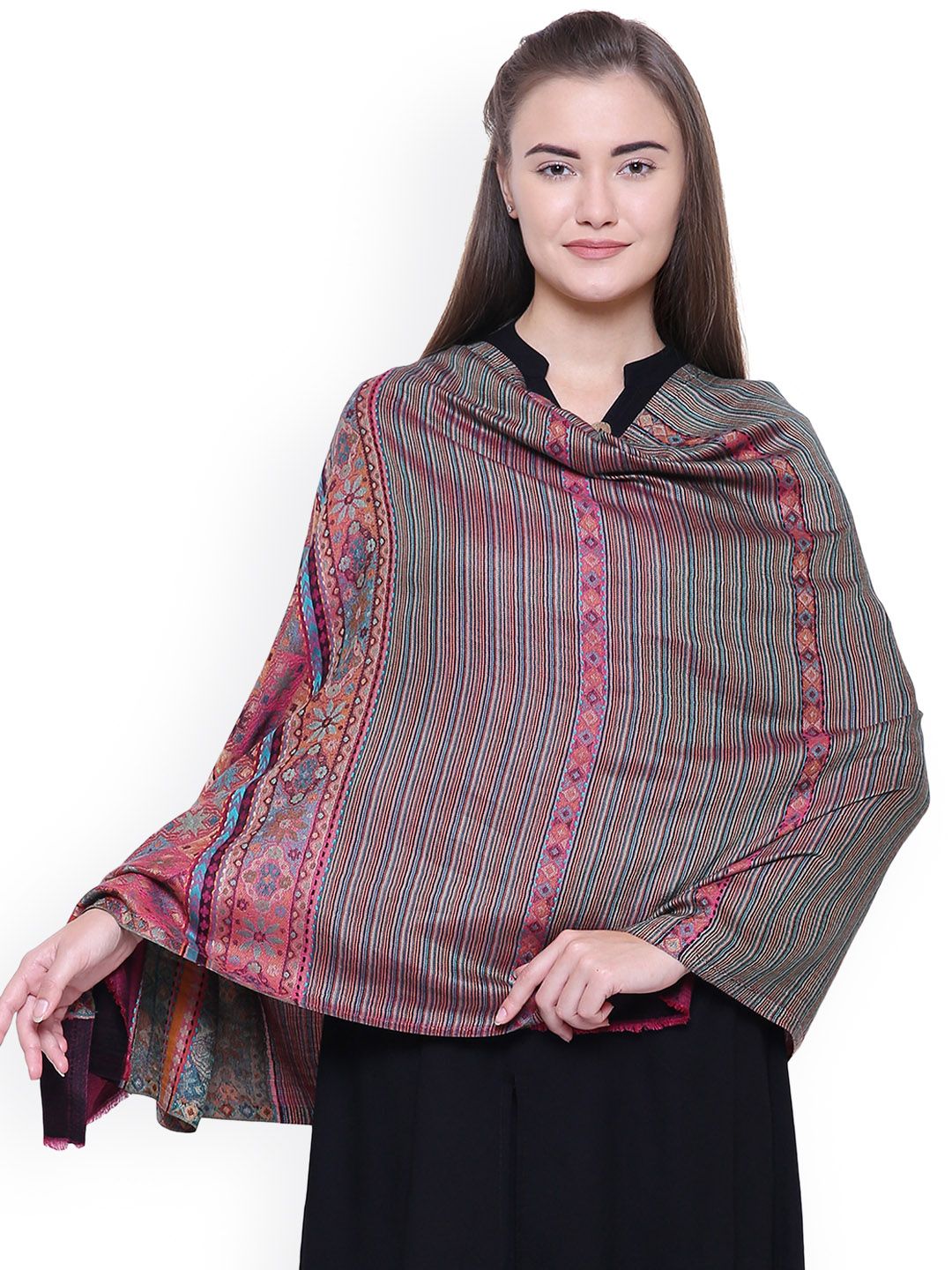 Anekaant Women Multicoloured Woven Design Shawl Price in India