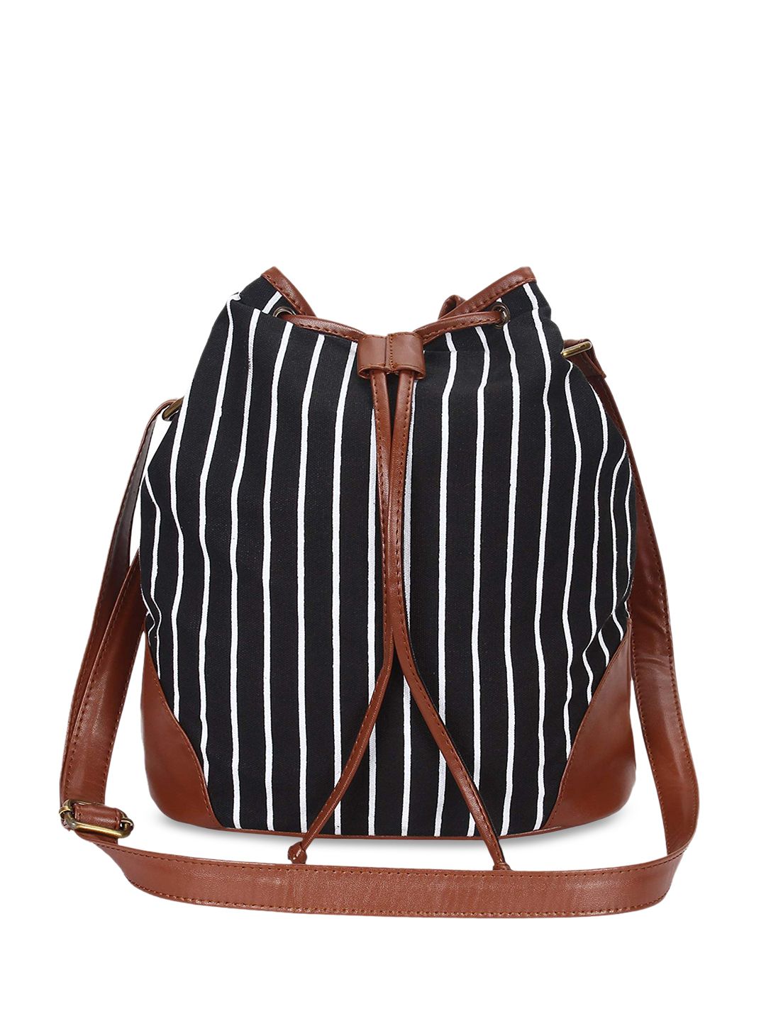 Lychee bags Black & White Striped Sling Bag Price in India