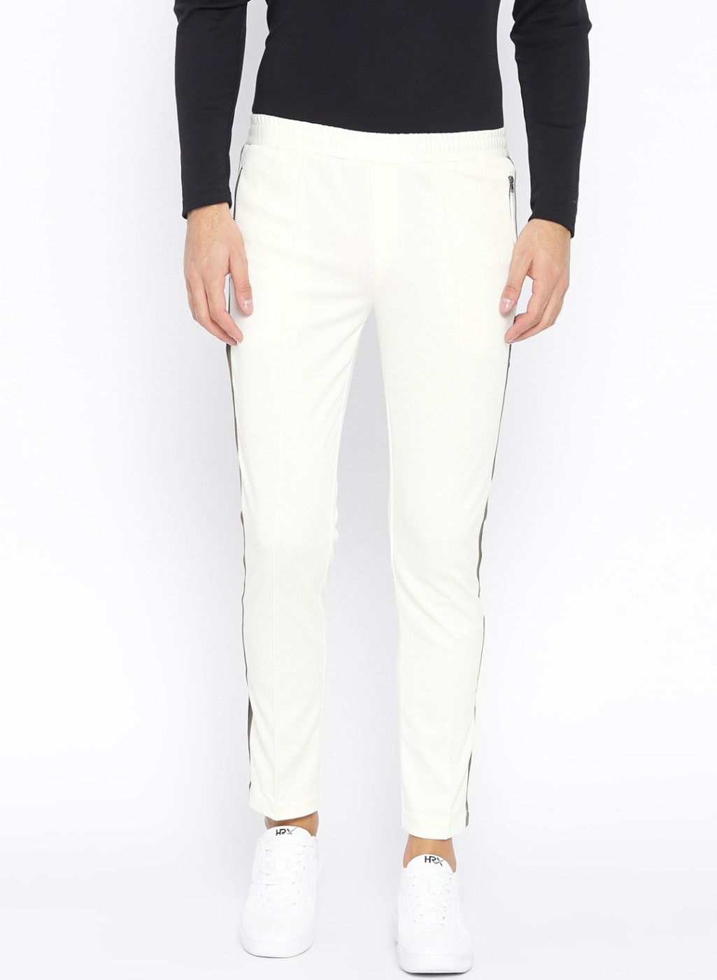 INVICTUS Off-White Slim Fit Solid Regular Trousers