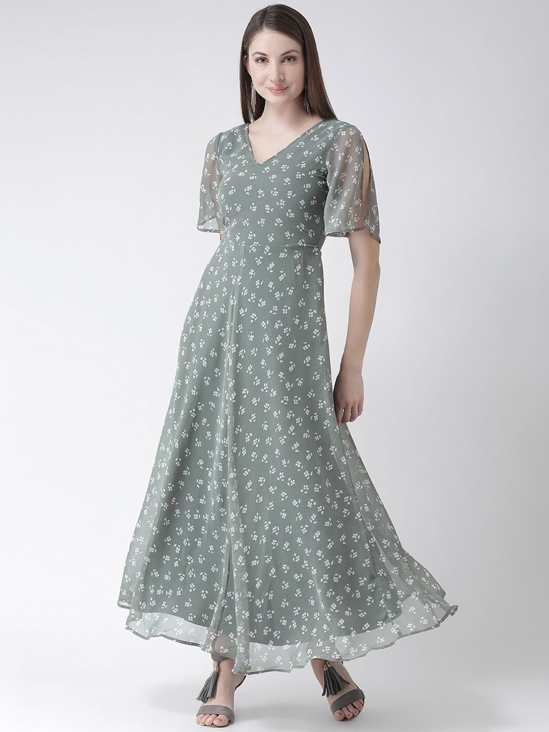 The Vanca Women Grey Printed Maxi Dress Price in India