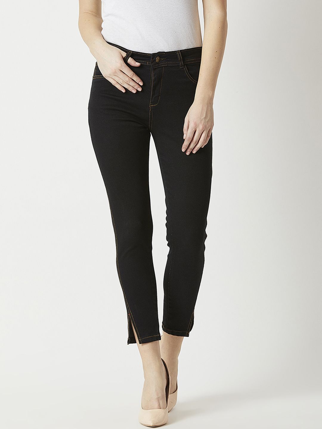 Miss Chase Women Black Skinny Fit High-Rise Clean Look Jeans Price in India