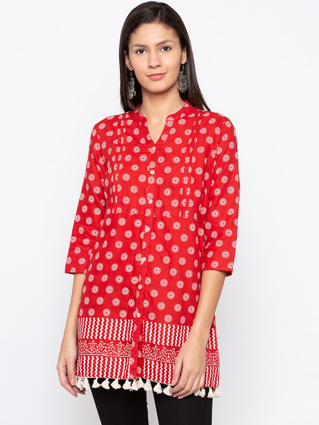 Globus Red & White Printed Tunic Price in India