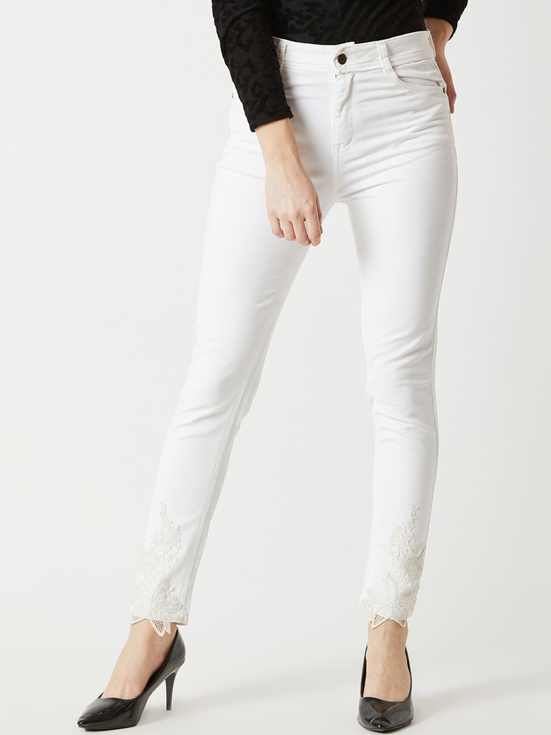 Miss Chase Women White Skinny Fit High-Rise Clean Look Jeans Price in India