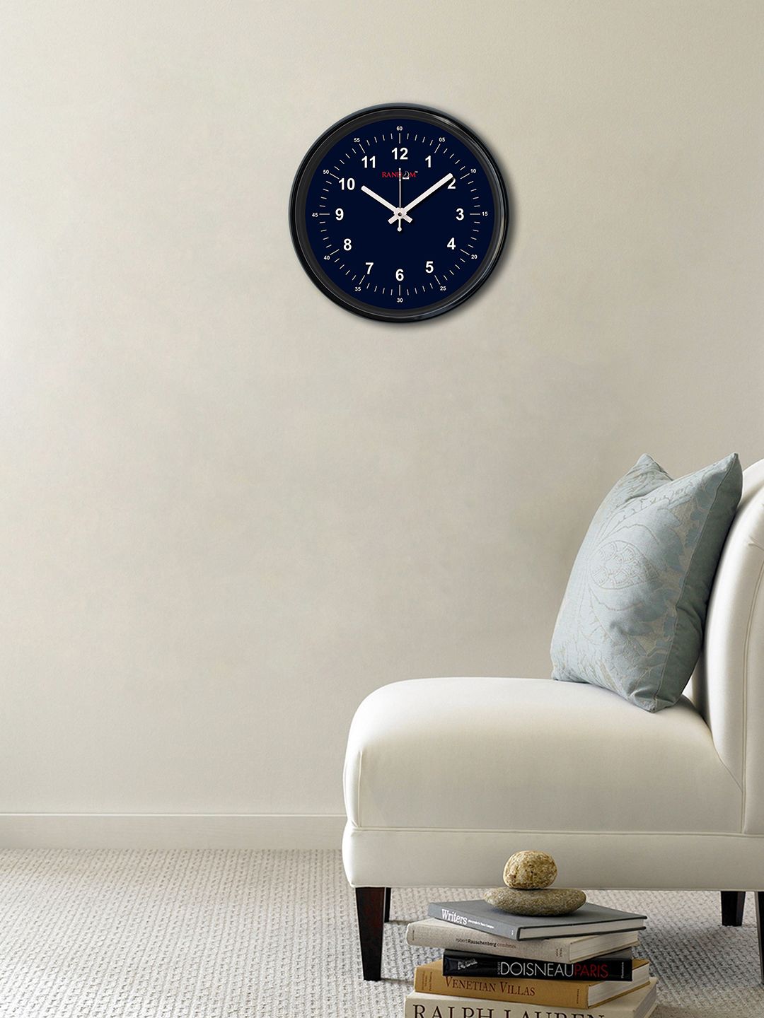 RANDOM Navy Blue Round Solid 30 cm Analogue Wall Clock Price in India