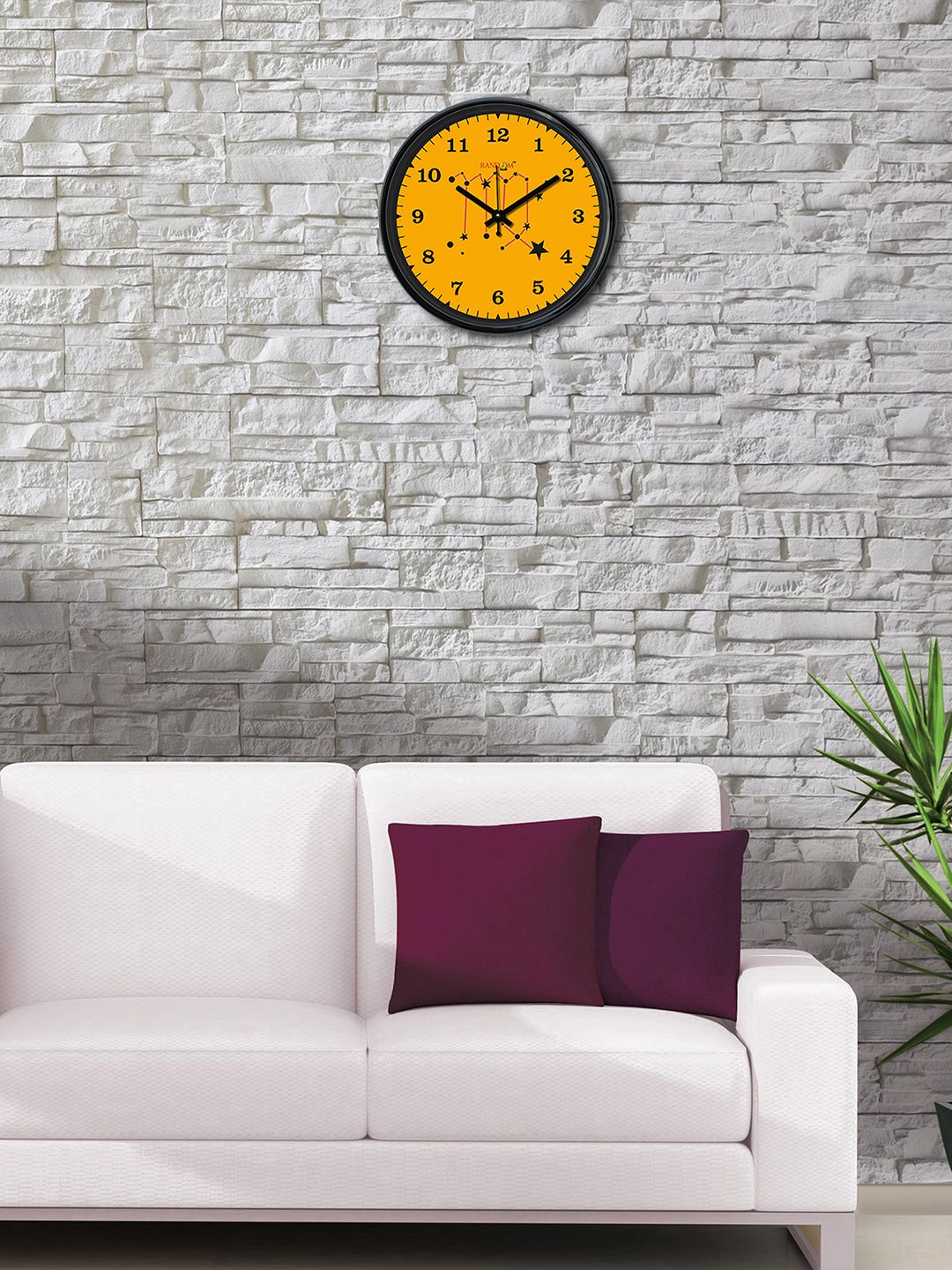 RANDOM Mustard Round Solid Analogue Wall Clock Price in India