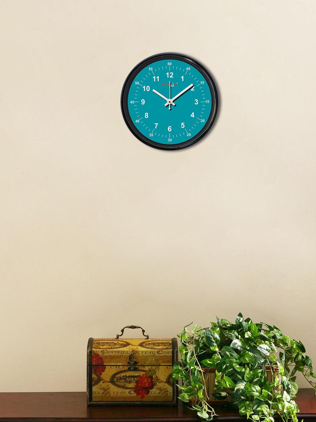 RANDOM Teal Round Solid Analogue Wall Clock Price in India