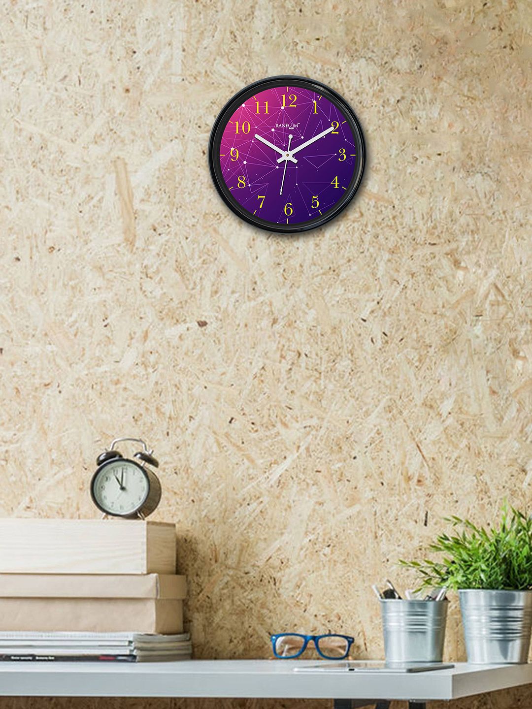 RANDOM Purple Round Printed Analogue Wall Clock Price in India