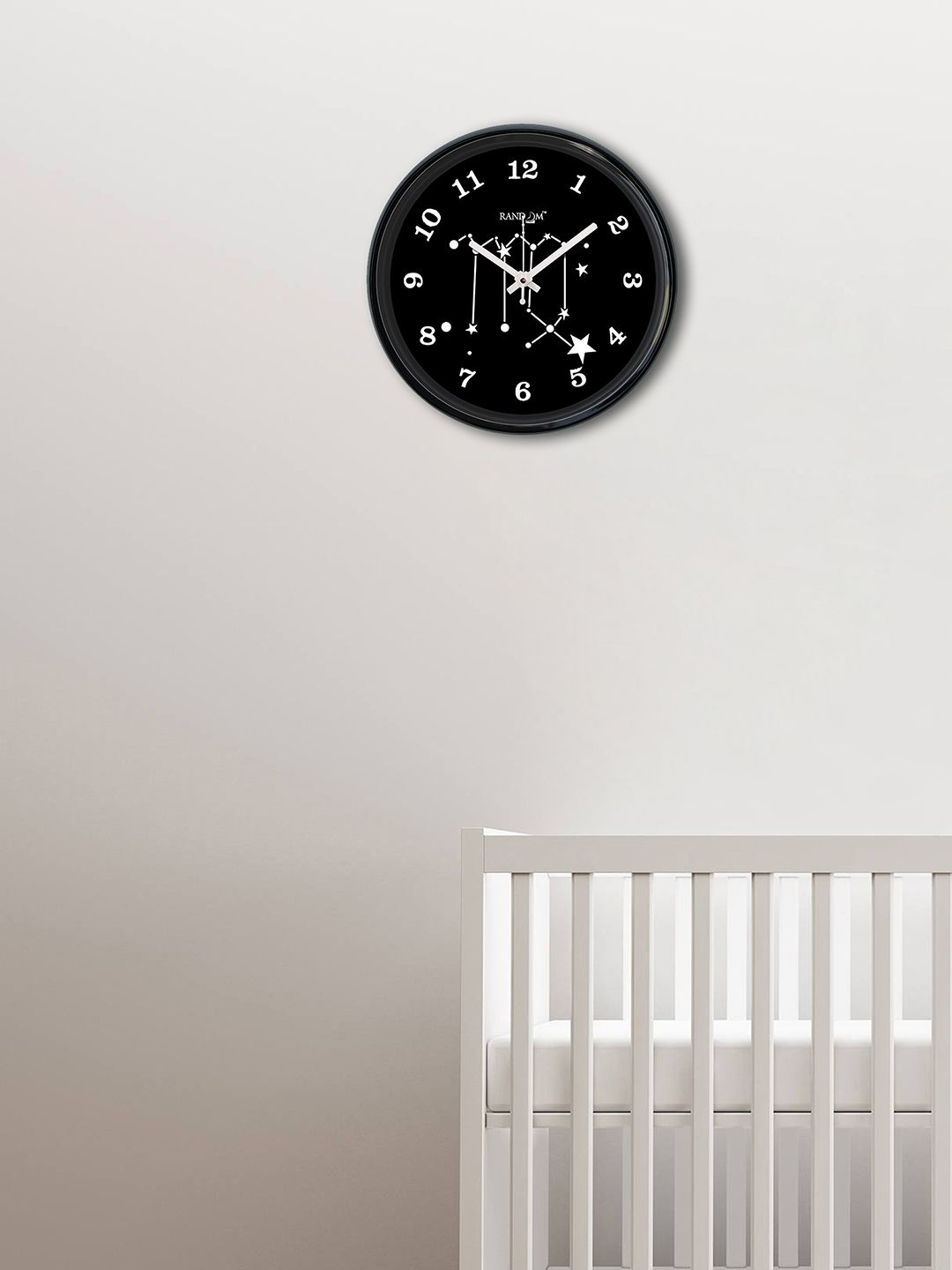 RANDOM Black Round Printed 30 cm Analogue Wall Clock Price in India