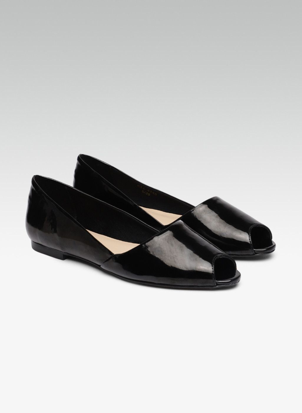 Carlton London Black Solid Peep-Toe Ballerinas