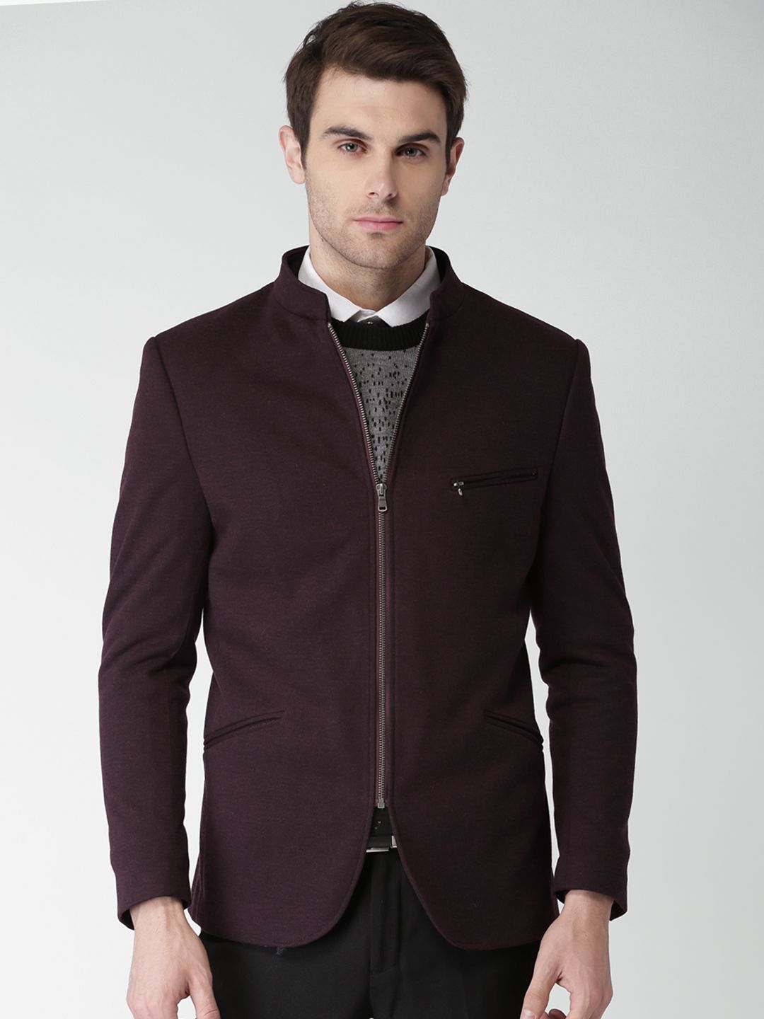 INVICTUS INVICTUS Burgundy Slim Fit Formal Blazer