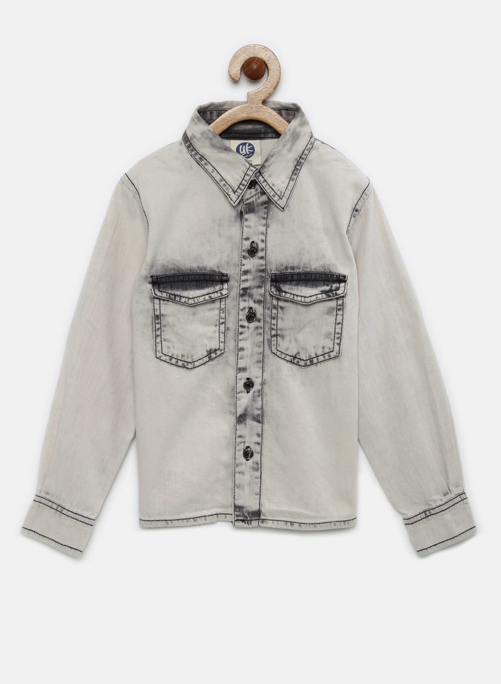 YK Grey Regular Fit Faded Casual Shirt
