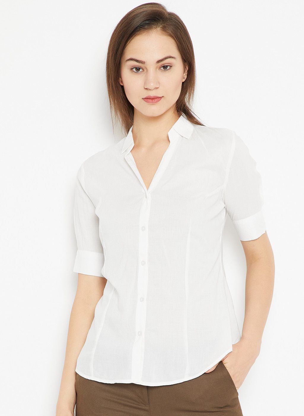 Wills Lifestyle White Regular Fit Solid Formal Shirt